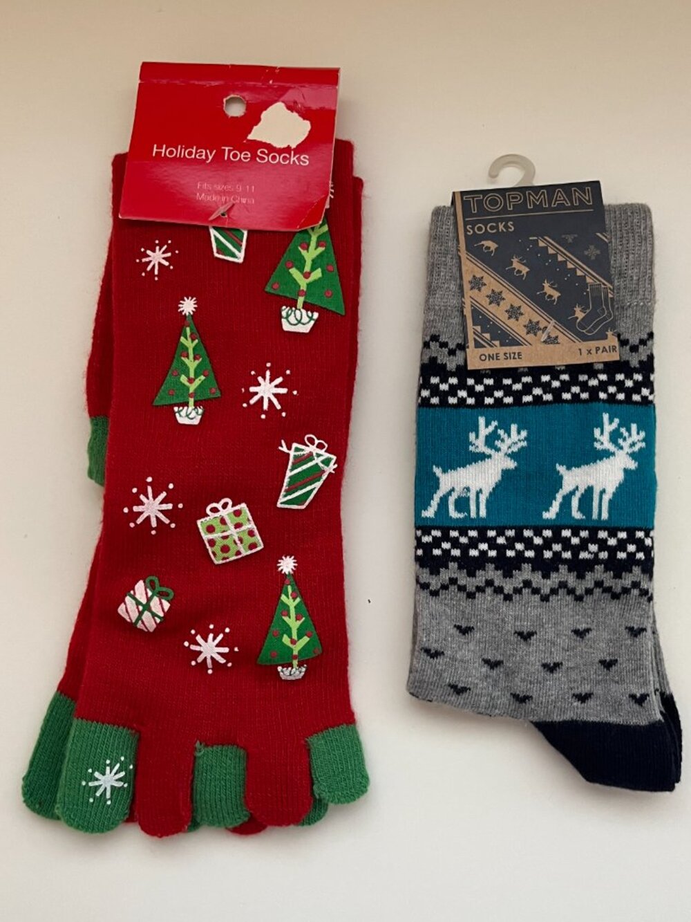 Christmas holiday socks (2 pack) reindeer secret santa office stocking gift gag